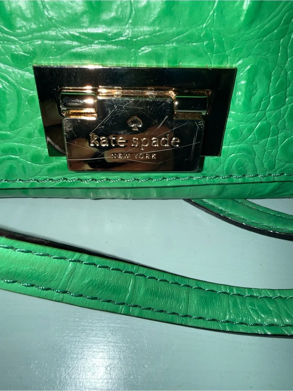 Kate Spade Croc-Embossed Orchard Valley Fiona Flap 2- Way COA Included
